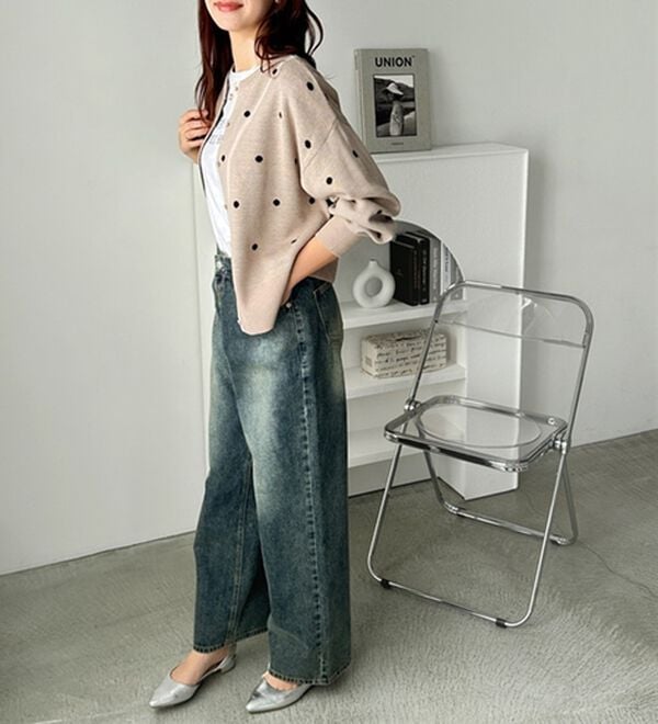 GeeRA（ジーラ）の「ドット柄カーディガン（ニットカーディガン）」｜詳細画像