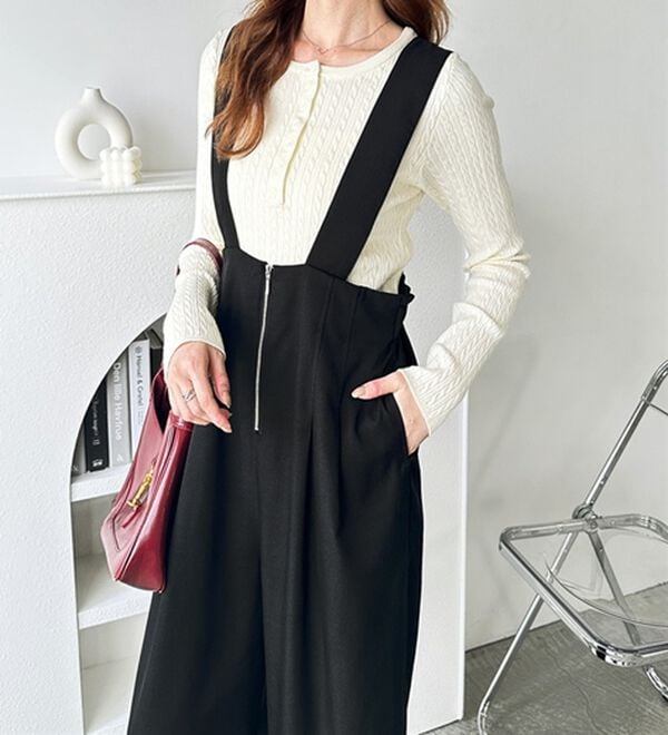 GeeRA（ジーラ）の「フロントジップハイウエストサロペット（オールインワン）」｜詳細画像