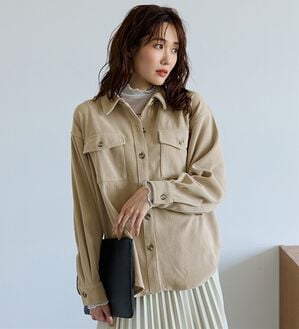 BELLUNA（ベルーナ）の「やわらかコーデュロイ素材シャツジャケット（その他ジャケット）」｜グレージュ