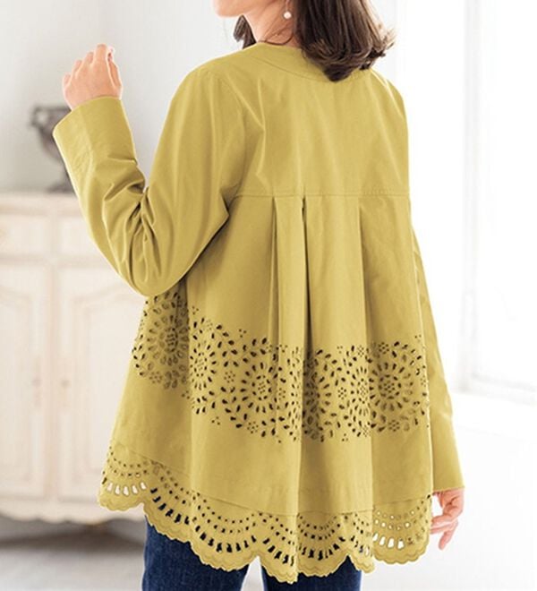 ルフラン（ルフラン）の「カットワークレース切替ブルゾン（ブルゾン）」｜ベージュ