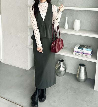 GeeRA（ジーラ）の「楽ちん！ペプラムジャンパースカート（ジャンパースカート）」