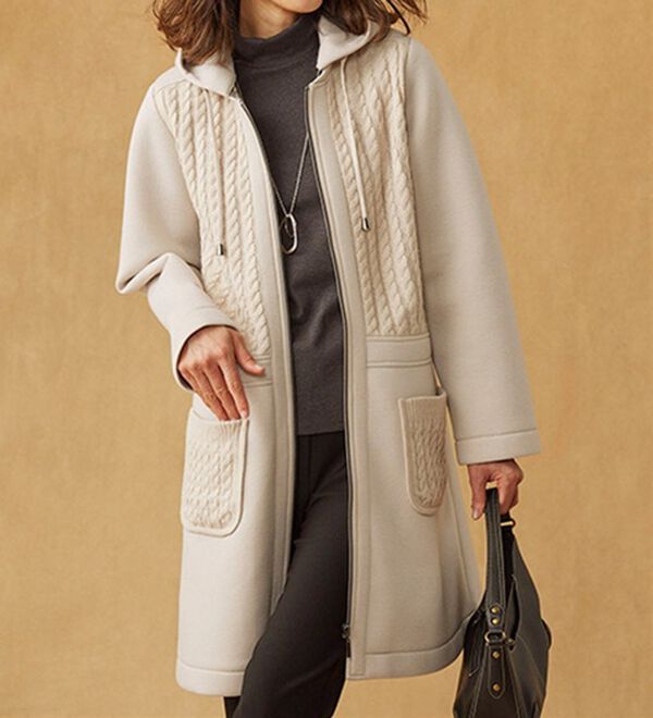 BELLUNA（ベルーナ）の「ダンボール素材ケーブルニット切替コート（ハーフコート）」｜詳細画像