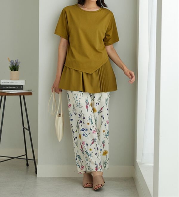 BELLUNA（ベルーナ）の「異素材使い裾アシメデザインチュニック（チュニック）」｜詳細画像