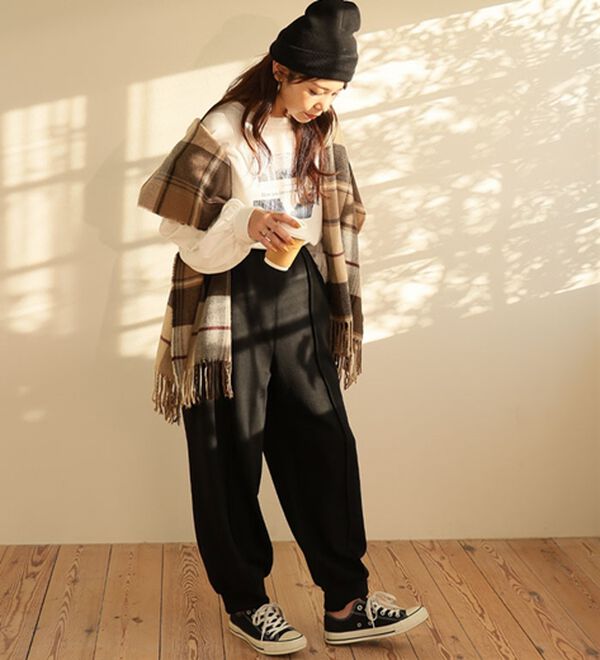 A HAPPY MARILYN（アハッピーマリリン）の「【Ｌ～８Ｌ】暖かシャギーで下半身の冷え対策！裏起毛 裏シャギーパンツ（フルレングスパンツ）」｜詳細画像