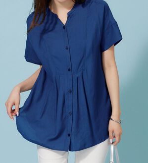 BELLUNA（ベルーナ）の「麻調素材タック使いシャツチュニック（ブラウス）」｜詳細画像