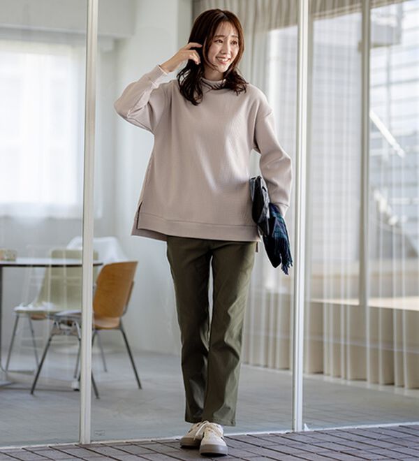 BELLUNA（ベルーナ）の「 【快適Ｌａｂ．】ワッフル素材裏ボアハイネックプルオーバー（カットソー）」｜詳細画像