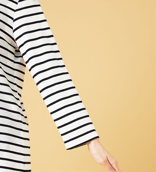 BELLUNA（ベルーナ）の「柔らかポンチ素材ボーダープルオーバー（カットソー）」｜詳細画像