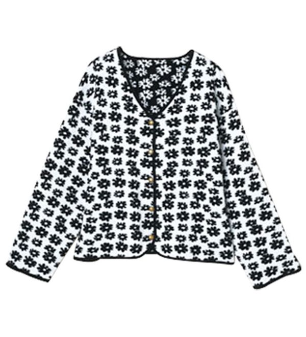 RANAN（ラナン）の「レトロフラワージャカードカーディガン（ニットカーディガン）」｜詳細画像