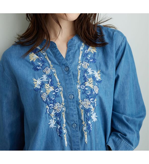 BELLUNA（ベルーナ）の「デニム素材華やか刺しゅうワンピース（その他ワンピース）」｜詳細画像