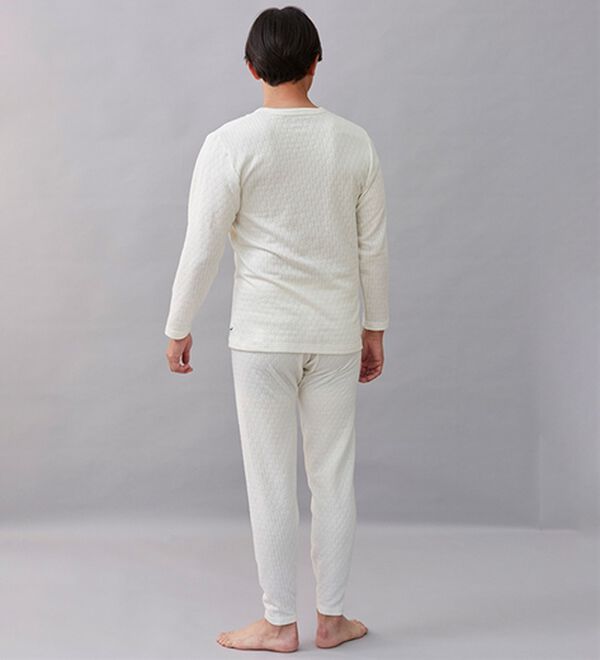 「【３着組】＜クロコダイル＞ウール入肌側綿１００％極温（Ｒ）キルトインナー上下３着組（メンズ肌着・インナーウェア）」｜詳細画像