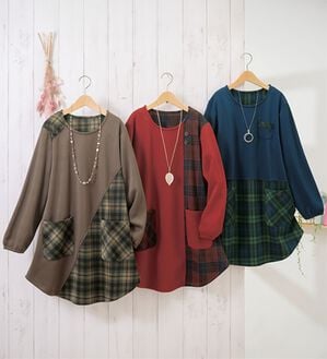 ルフラン（ルフラン）の「【３色組】お洒落なあったかかっぽうチュニック（チュニック）」｜3色組