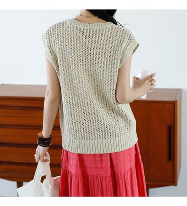 GeeRA（ジーラ）の「ミックスカラーメッシュニットトップス（ニット・セーター）」｜詳細画像