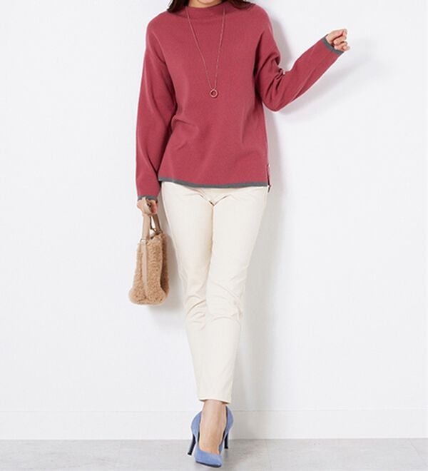 BELLUNA（ベルーナ）の「金ボタン使い配色ニットプルオーバー（ニット・セーター）」｜詳細画像