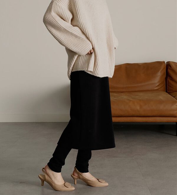 RANAN（ラナン）の「レイヤードニットソースカートパンツ（フルレングスパンツ）」｜詳細画像