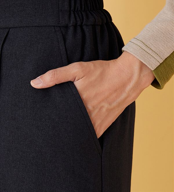 BELLUNA（ベルーナ）の「ウーリッシュ素材ウエスト釦ワイドパンツ（ワイドパンツ・ガウチョ）」｜詳細画像