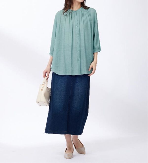 BELLUNA（ベルーナ）の「スラブ素材ギャザーデザインブラウス（ブラウス）」｜詳細画像