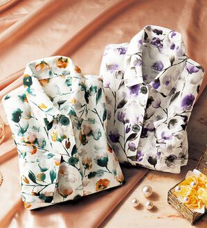 ルフラン（ルフラン）の「【２色組】日本製　花柄ブラウス（ブラウス）」｜2色組