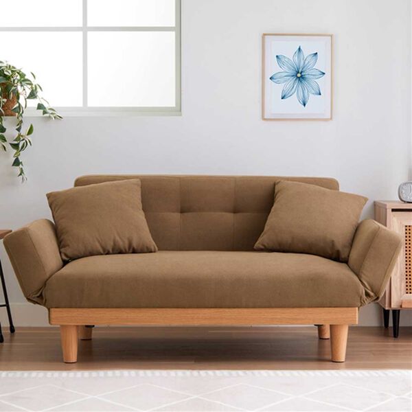 iellio（イエリオ）の「肘リクライニング木飾り付ソファＲｏｓｉｅ＜１．５人掛＞（ソファ）」｜ブラウン