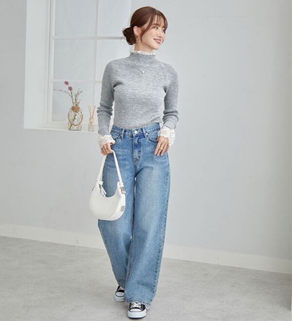 GeeRA（ジーラ）の「大人可愛い！レースが上品なハイネックニット（ニット・セーター）」｜詳細画像