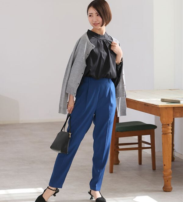 A HAPPY MARILYN（アハッピーマリリン）の「【Ｌ～６Ｌ】＜低身長さん高身長さん対応＞スラっと美脚ストレッチテーパードパンツ（テーパードパンツ）」｜詳細画像