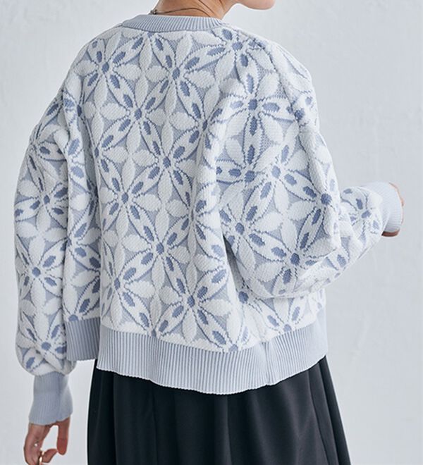 RANAN（ラナン）の「花柄モールジャカードカーデ（ニットカーディガン）」｜詳細画像