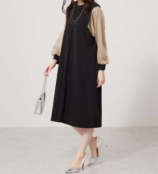 BELLUNA（ベルーナ）の「シアー袖デザインワンピース（その他ワンピース）」｜詳細画像