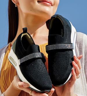 ルフラン（ルフラン）の「ビジュー付４Ｅベルトニットスニーカー（スニーカー）」｜詳細画像