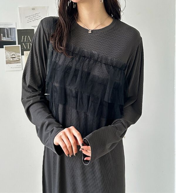 GeeRA（ジーラ）の「チュールドッキングリブワンピース（その他ワンピース）」｜詳細画像