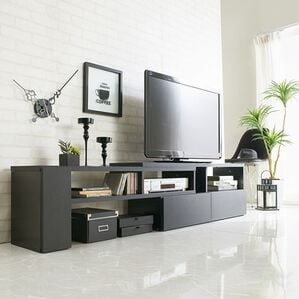 iellio（イエリオ）の「お買得！伸縮できるおしゃれなテレビ台＜テレビボード・コーナーテレビ台・伸縮テレビ台・スライドテレビ台・大量収納・コスパ＞（リビング収納）」｜ブラック