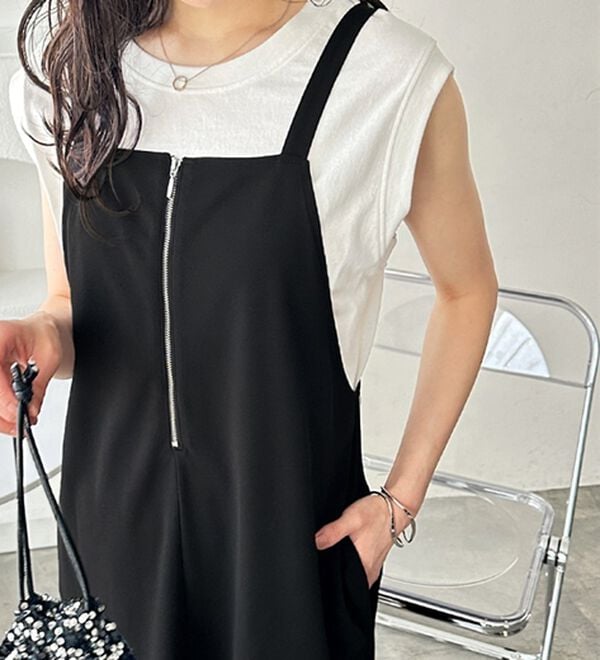 GeeRA（ジーラ）の「ハーフジップキャミワンピース（カットソーワンピース）」｜詳細画像