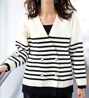 RANAN（ラナン）の「レトロボタンボーダーニットカーディガン（ニットカーディガン）」｜詳細画像