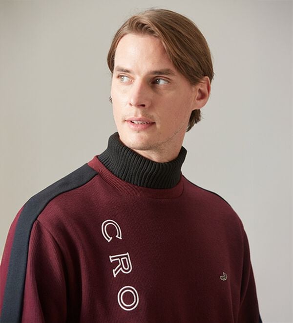 「＜クロコダイル＞技ありニット使い裏起毛トレーナー（メンズニット・セーター）」｜詳細画像