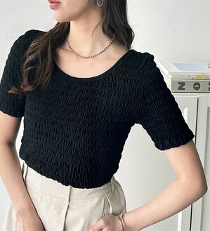 GeeRA（ジーラ）の「バレエネックシャーリングカットソー（カットソー）」｜ブラック