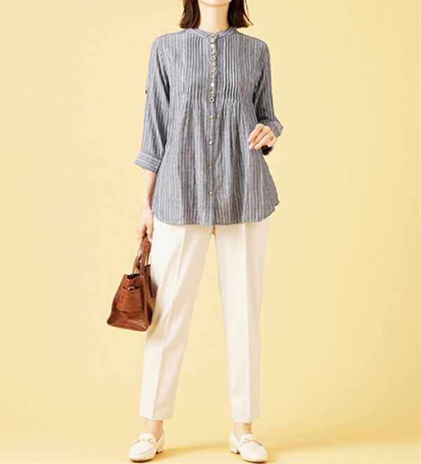 BELLUNA（ベルーナ）の「ダブルガーゼ素材多ボタンオーバーブラウス（ブラウス）」｜詳細画像