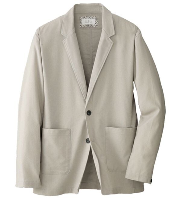 「麻入りサラッとテーラードジャケット（メンズジャケット）」｜サンドベージュ