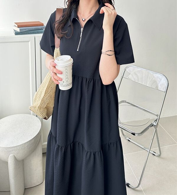 GeeRA（ジーラ）の「サッカーティアードハーフジップワンピース（その他ワンピース）」｜詳細画像