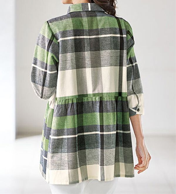 BELLUNA（ベルーナ）の「綿麻先染チェックオーバーブラウス（チュニック）」｜詳細画像