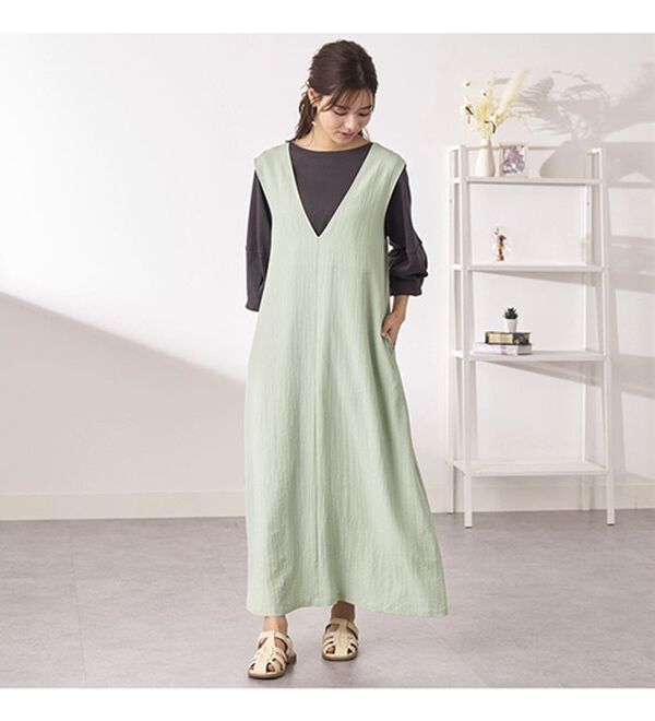 BELLUNA（ベルーナ）の「サラっと素材バックリボンワンピース（その他ワンピース）」｜詳細画像