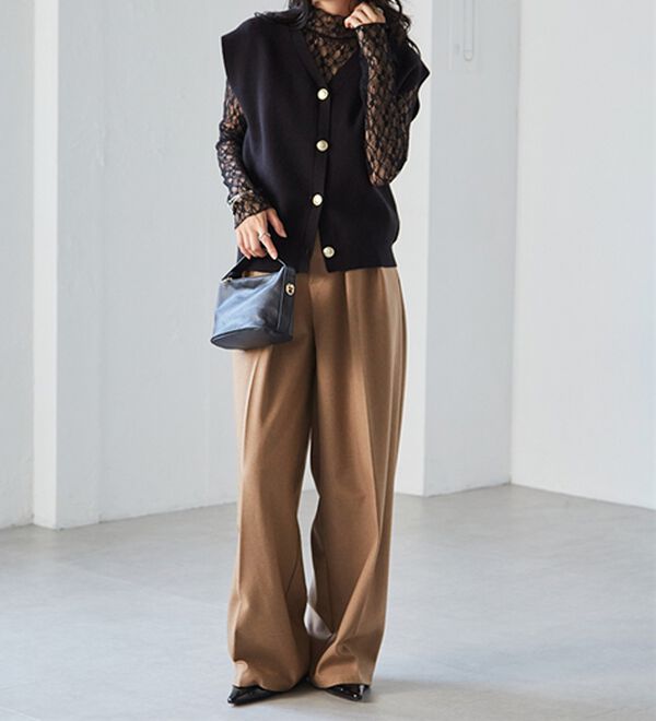 RANAN（ラナン）の「【ムースタッチ】洗える！ゴールド調ボタンニットベスト（ベスト）」｜詳細画像