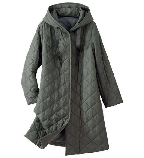 ルフラン（ルフラン）の「ワッシャー素材中わたロングコート（ロングコート）」｜カーキ系