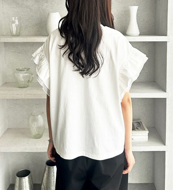 GeeRA（ジーラ）の「接触冷感袖フリルカットソー（カットソー）」｜詳細画像