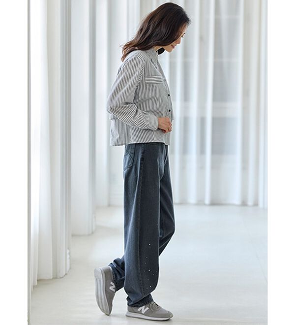 BELLUNA（ベルーナ）の「煌めきストーンカーブデニムパンツ（フルレングスパンツ）」｜詳細画像