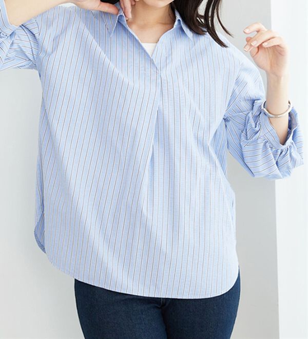 BELLUNA（ベルーナ）の「袖タックデザインスキッパーシャツ（ブラウス）」｜詳細画像
