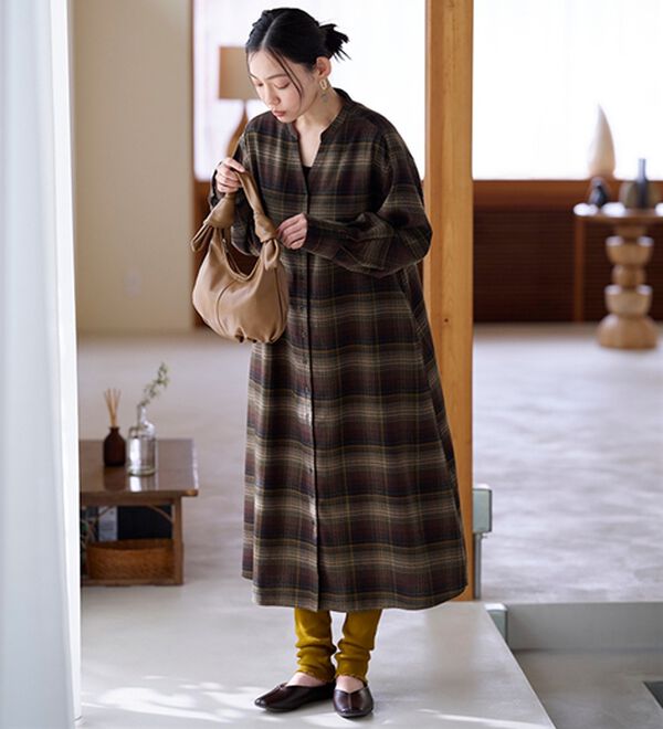 BELLUNA（ベルーナ）の「ウール調素材チェック柄ゆったりワンピース（その他ワンピース）」｜詳細画像