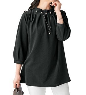 ルフラン（ルフラン）の「パールビーズ使いストレッチブラウス＜ルゼッタ＞（ブラウス）」｜黒系