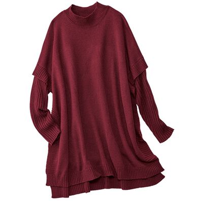 BELLUNA（ベルーナ）の「ワイドシルエット重ね着風ニットチュニック（チュニック）」