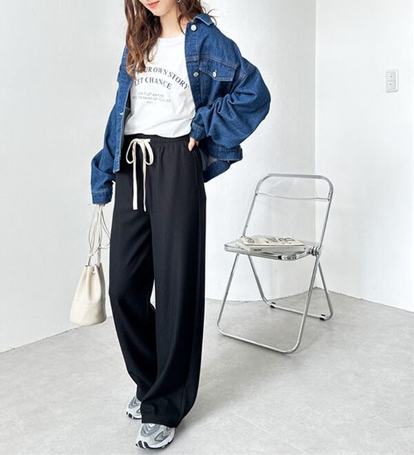 GeeRA（ジーラ）の「ふわふわあったか！裏起毛リブワイドパンツ（フルレングスパンツ）」｜詳細画像