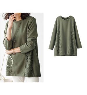 BELLUNA（ベルーナ）の「サイドレース切替デザインチュニック（チュニック）」｜オリーブ