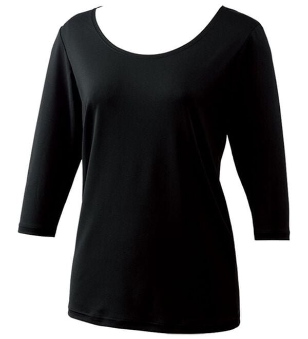 「＜ピップエレキバン&times;コムルヴァン・オム＞コリに効く！着るピップエレキバン（肌着・インナーウェア）」｜ブラック(女性用七分袖丸首)