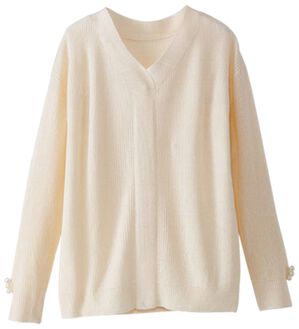 BELLUNA（ベルーナ）の「袖口パールニットプルオーバー（ニット・セーター）」｜ホワイト